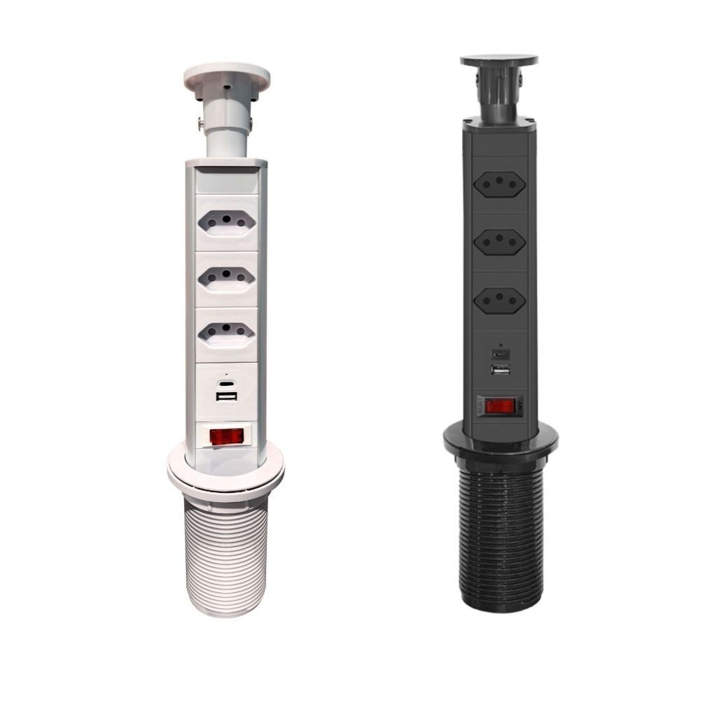 Torre De Tomadas 20A Multiplug com 3 tomadas Usb + Usb C de Embutir Mesa Bancada escritorio em Oferta na Shopee