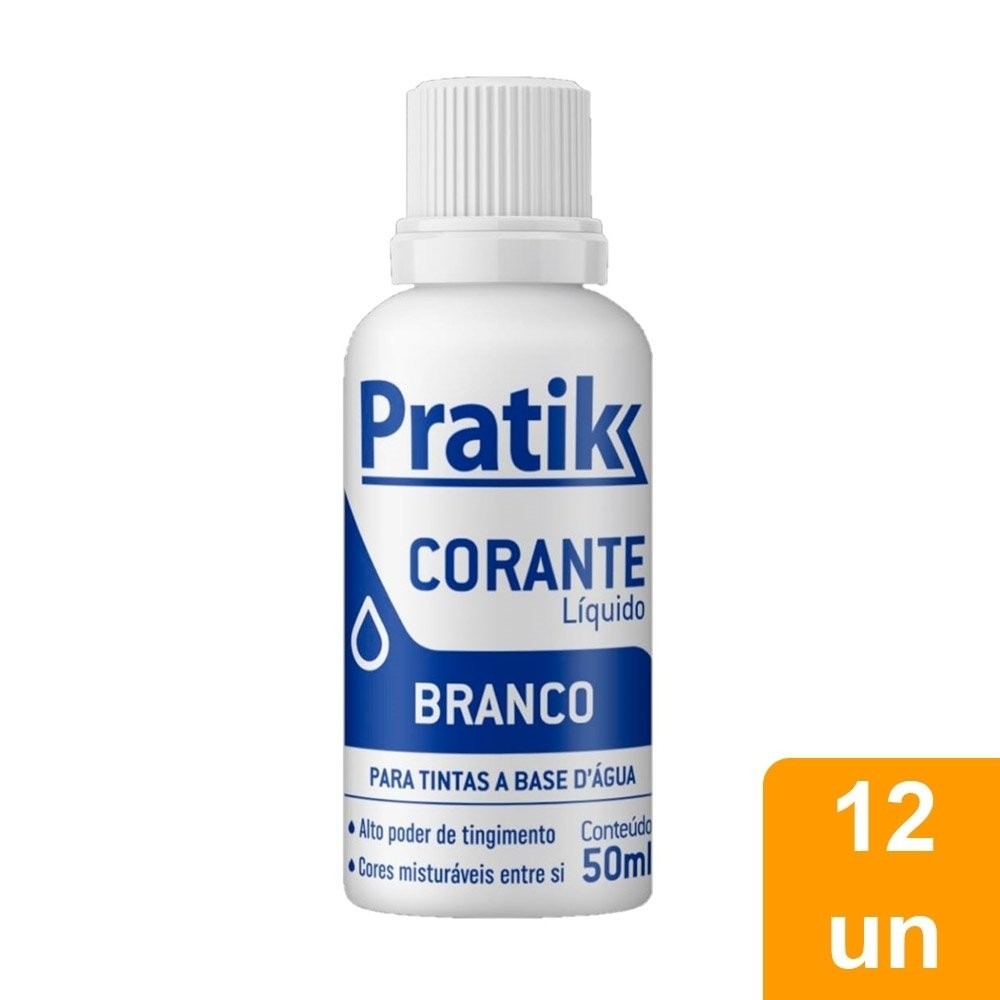 Corante Pratik Líquido Branco 50ml - Embalagem com 12 Unidades