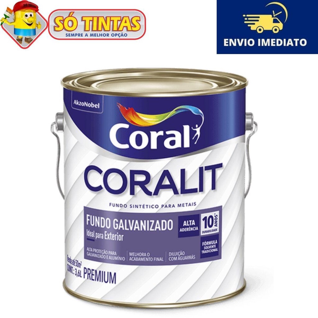 Fundo Galvanizado Coralit Metais Galvanizados e Alumínios 3,6 Litros - Coral em Oferta na Shopee