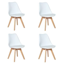 Kit 4 Cadeiras Jantar Eames Wood Leda Design Estofada Branca