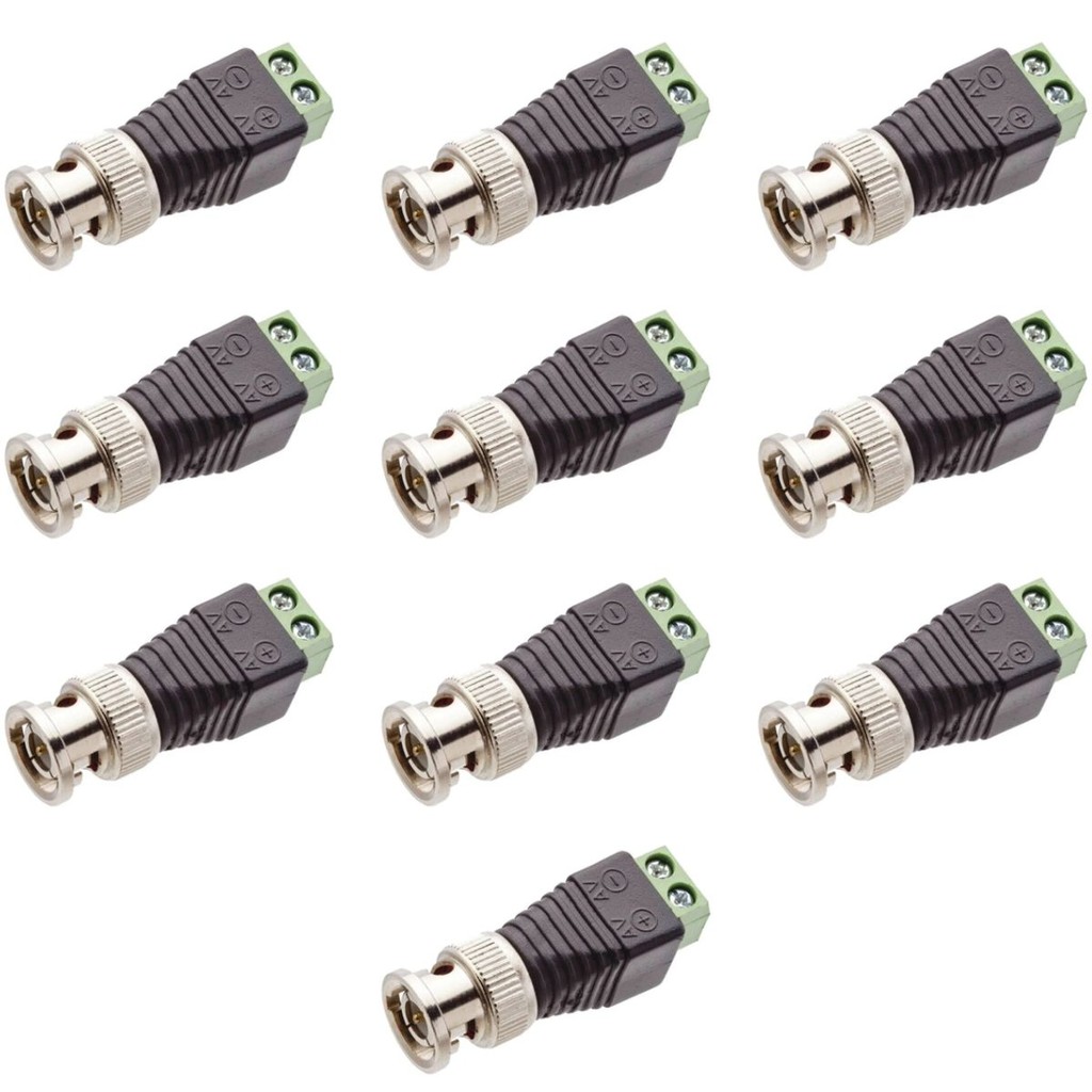 10 Conector Bnc Macho Borne Cftv Dvr Camera