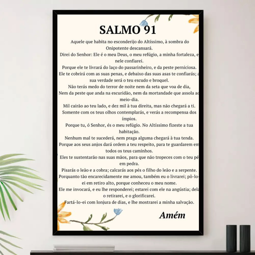 Quadro Salmo 91 Oração Completo Fé Religioso