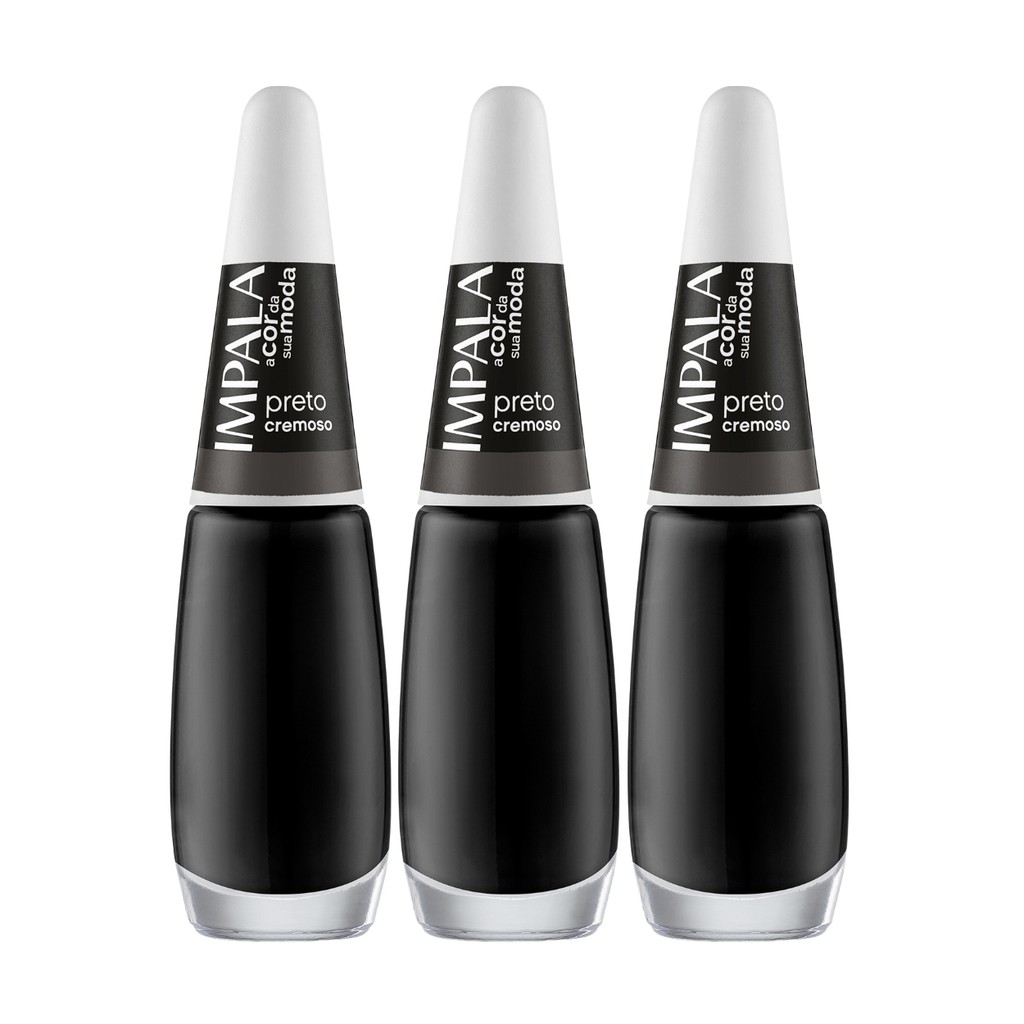Kit 3 Esmalte Impala A Cor Da Sua Moda Unha Preto Cremoso em Oferta na Shopee