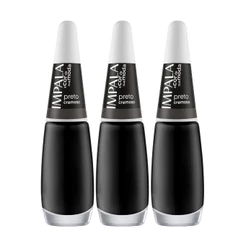 Kit 3 Esmalte Impala A Cor Da Sua Moda Unha Preto Cremoso