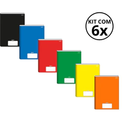 Kit Com 6 Caderno Brochura 96 Fls Pautado Capa Dura - Stiff KITS:KIT 01