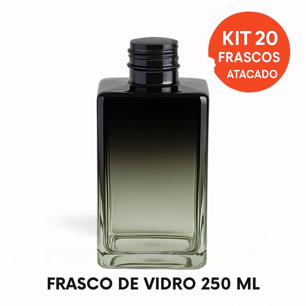 Kit 20 Frascos de Vidro Square 250ml Rosca 28/410 para Difusor – Atacado