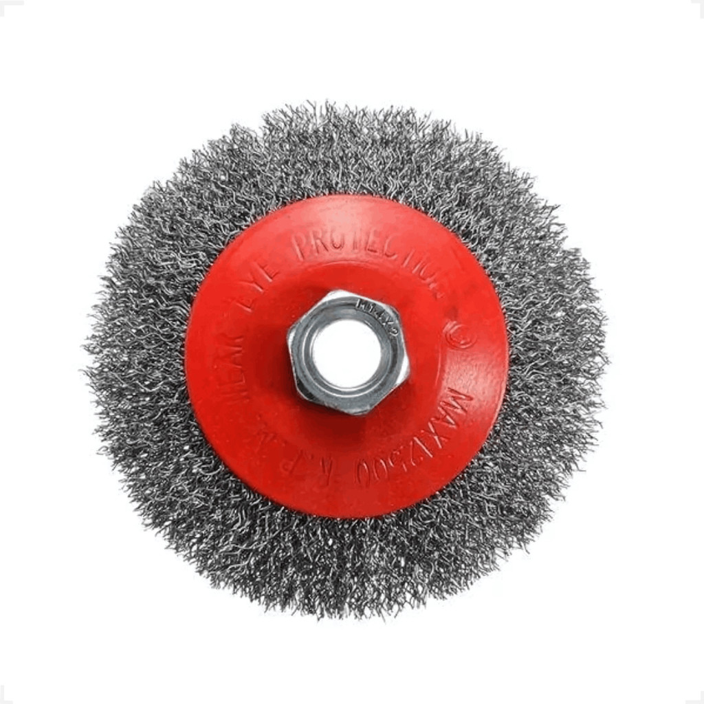 Escova Cônica Rotativa De Aço 4 Polegadas (100mm) M14 Ondulada Para Tirar Ferrugem Tinta Solda - Dm