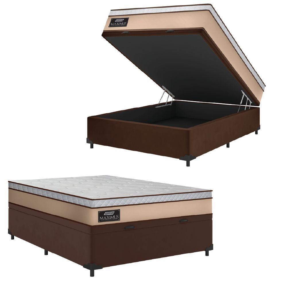 Cama Box Baú Casal Gazin Colchão Molas Ensacadas Maximus