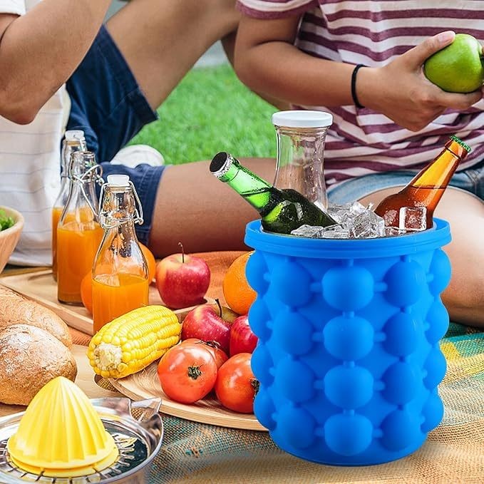 Mini Balde de Gelo Silicone Térmico Fazer Gelo Rápido Bebidas Prático Refrescantes Gelar