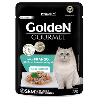 Ração Úmida Sachê GoldeN Gourmet para Gatos Adultos Castrados Sabor Frango 70gr