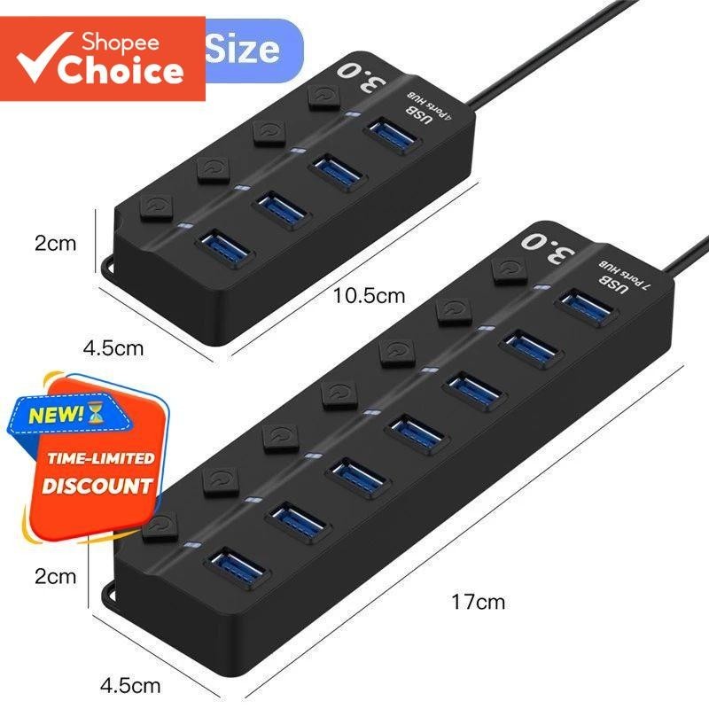 Porta USB HUB 7 Em 1 Para USB3.0 USB2.0 Docking Station Com Interruptor De Alimentação Carga De Transferência De 5 Gbps