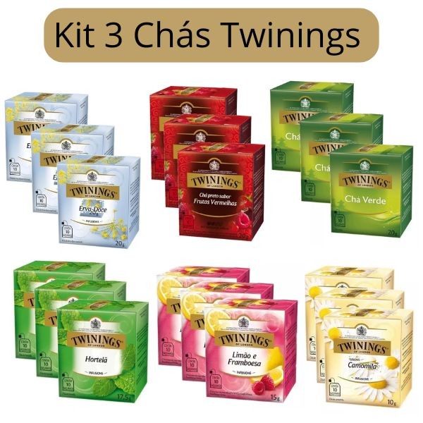 3 Caixas de Chá Twinings Sortidos - 10 Sachês Cada Sabores Variados, Importado Combo Kit Chás