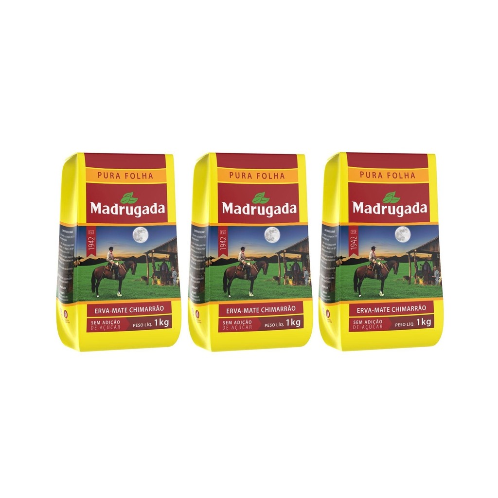 3 Erva mate Chimarrão MADRUGADA PURA FOLHA Moagem Grossa 1kg