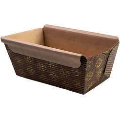 Forma Bolo Inglês Abas 100g - Decorado Flor Dourada - 10x6x5cm - 5 unidades - Ecopack - Rizzo