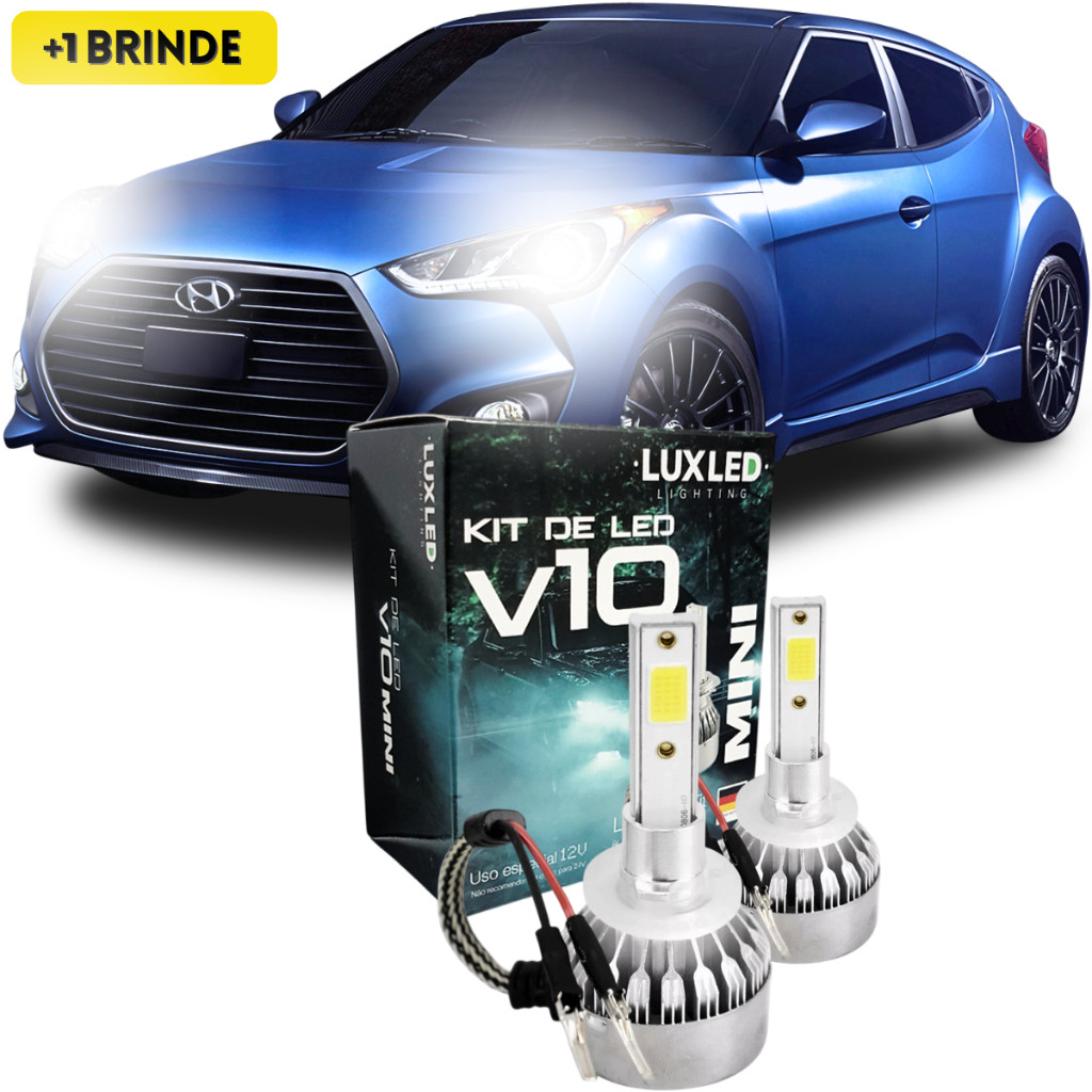 Kit Ultra Led Hyundai Veloster 2012 à 2013 Farol de Milha 6500k 20000 Lumens V10