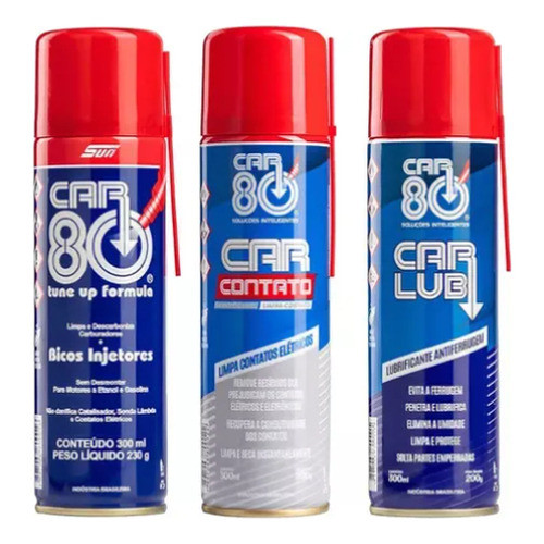 Kit Car80 Descarbonizante + Limpa Contato + Car Lub Original