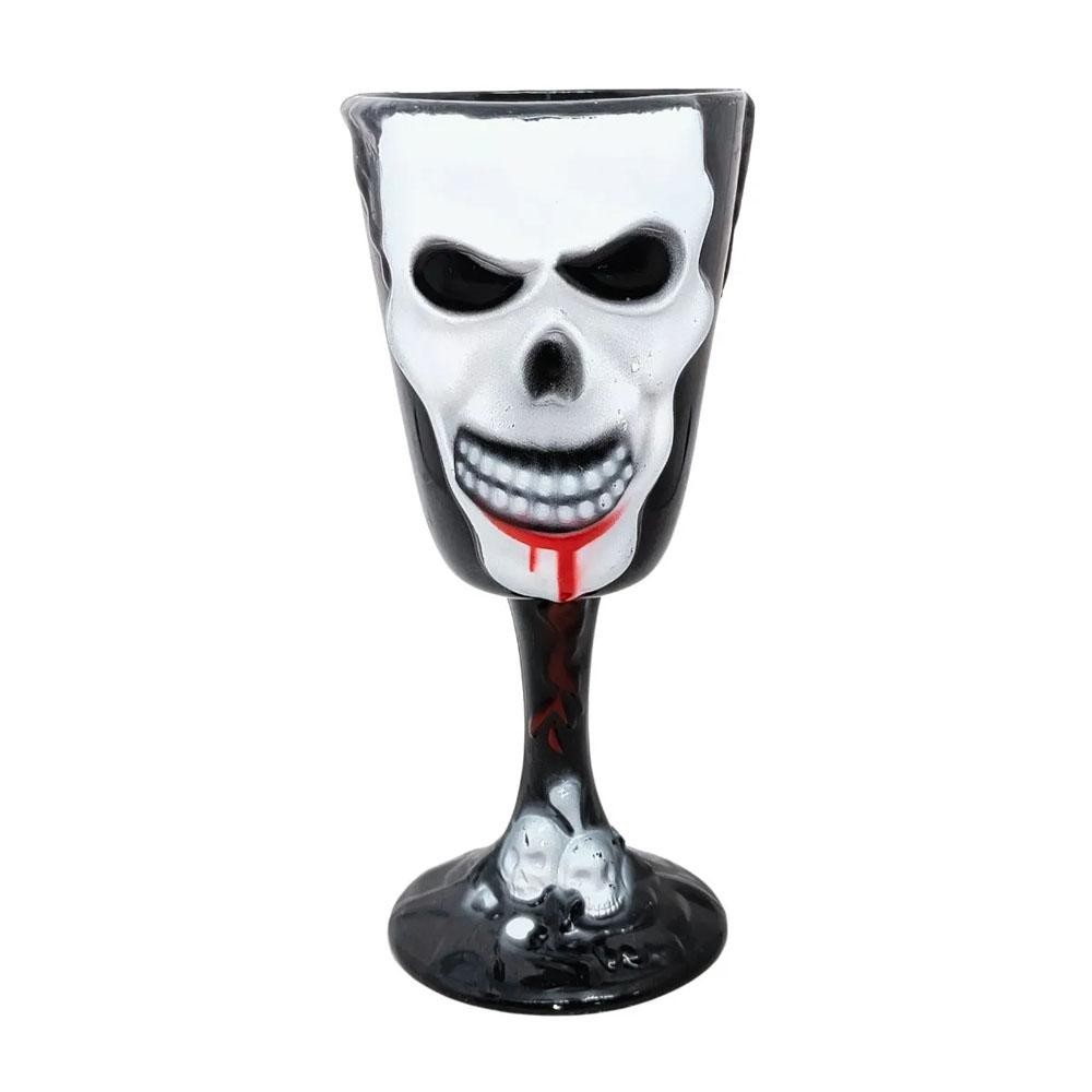 Taça Esqueleto Caveira Sangrenta Preto Halloween