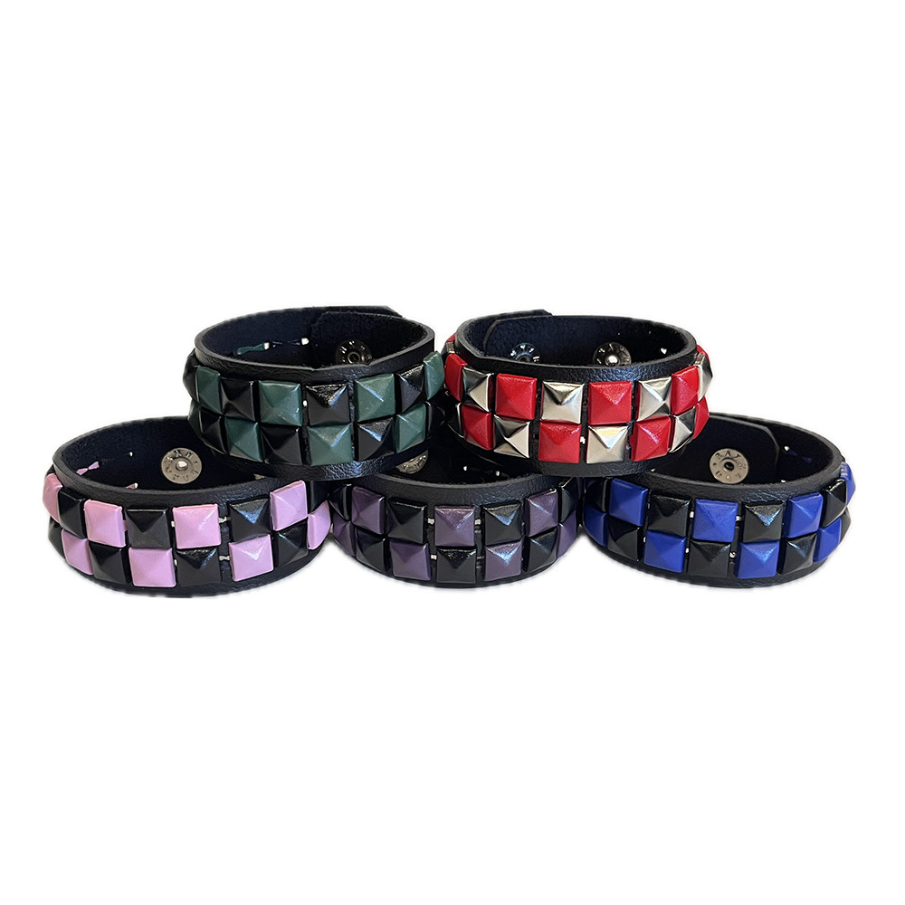 Bracelete Piramide Colorido Duplo Emo Gotico Punk