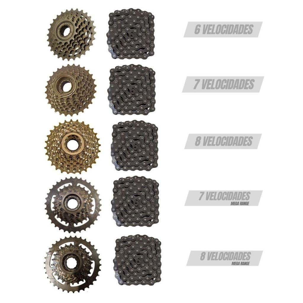 Catraca Roda Livre 7 Velocidades Index 13/34 Dentes Bike com Corrente 7 index ou sem em Oferta na Shopee