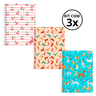 Kit 03 Cadernos Universitário 1 Matéria 80 Folhas Stella - Jandaia CAPA:Cereja/Bota/Cachorro em Oferta na Shopee
