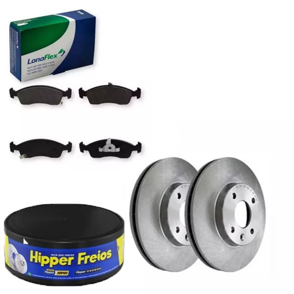 Kit Disco Freio Ventilado + Jogo Pastilha Freio Cobalt 1.8 2012 a 2020 – HIPPER FREIOS / LONA FLEX