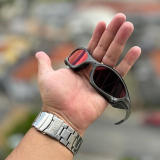 Óculos De Sol P-Metal + Sideblinders Unissex Polarizado K. Preto Lentes Vermelho em Oferta na Shopee