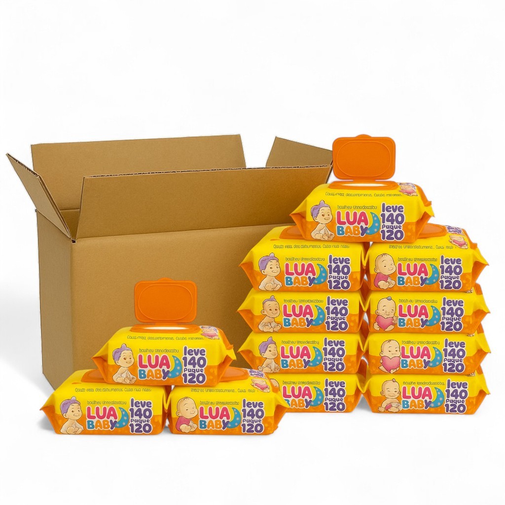 Caixa de Lenço Umedecido Premium 12 Pacotes Toalha Umidecida Babe Lencinho Toalhinha Fabrica Atacado