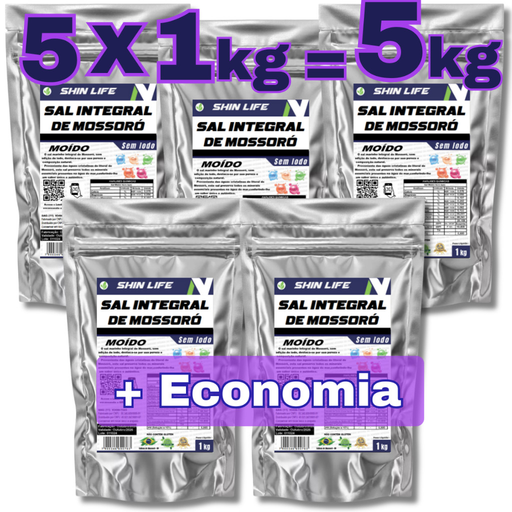 Sal Marinho 100% Integral Sem Iodo Moído Salinas De Mossoró em Oferta na Shopee