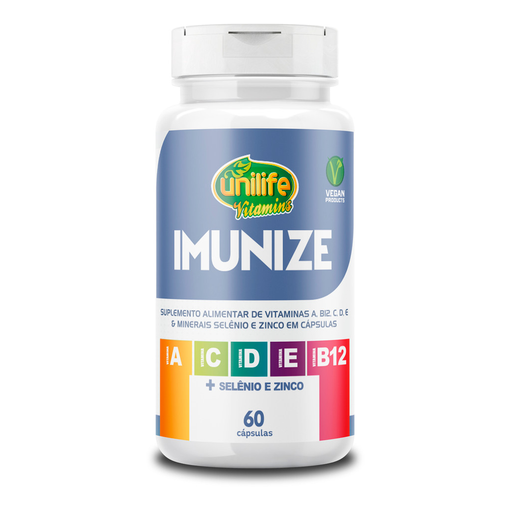 Imunize Vitaminas A, C, D, E, B12 + Selênio e zinco Unilife 60 cápsulas