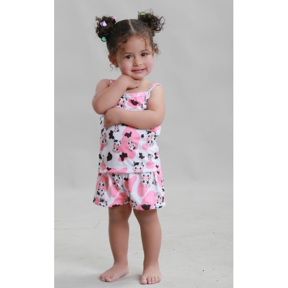 Pijama Bebê Suede Comfy Vaquinha ? Tecido Macio Conjunto baby doll e Shorts - DunaSleep