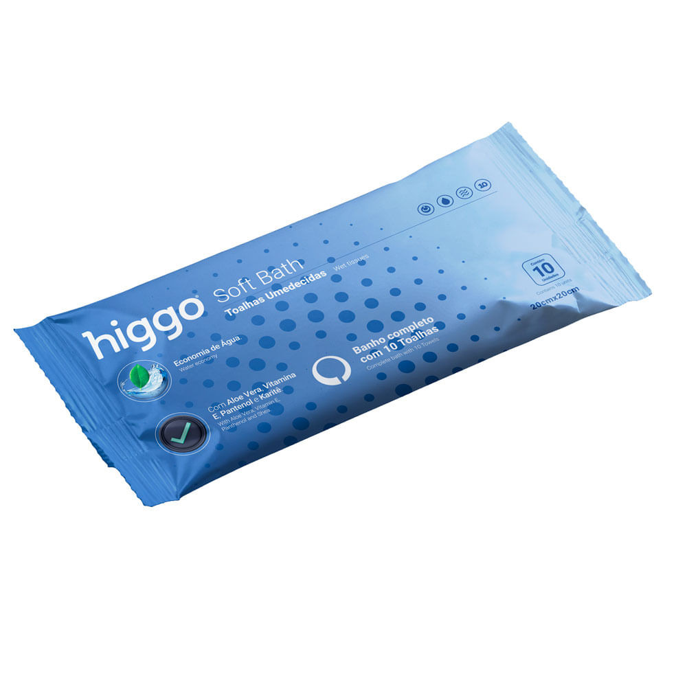 Toalhas Umedecidas Higgo Soft Bath 10 Unidades - Beauty