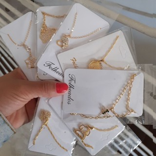 Kit com 15 Lindas Correntes Correntinhas com Pingente Douradas Folheado a Ouro 18k Revenda 21Fem-M em Oferta na Shopee