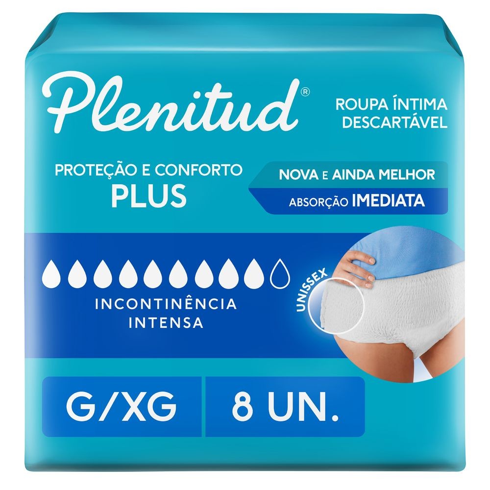 Roupa Intima Plenitud Protect Plus G/XG - 8 unidades - Health