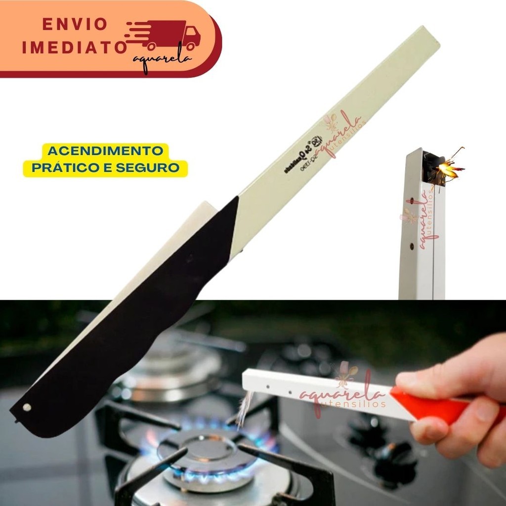 Acendedor De Fogão Forno Lampiao Aquecedor Com Botão De Aperta Pratico Tipo Isqueiro