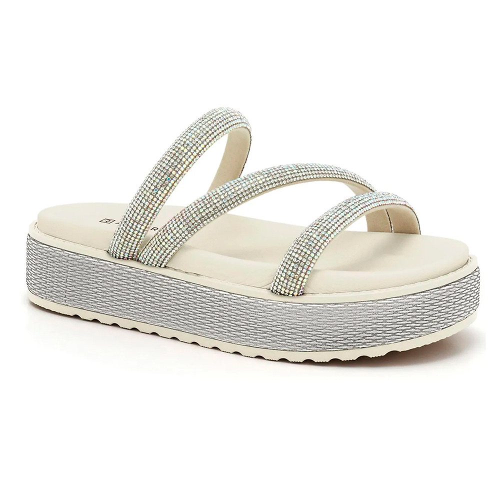 Sandália Papete Feminina Ramarim Flatform Tira Strass Confortável Original