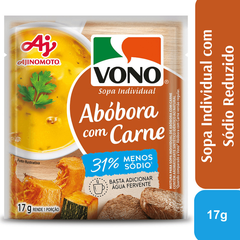 Sopa cremosa Vono® Sabor Abóbora com Carne Menos Sódio 17G
