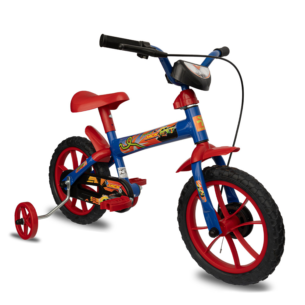 Bicicleta Infantil Com Rodinha Menino Aro 12 Jack Azul Com Vermelho Verden Bikes