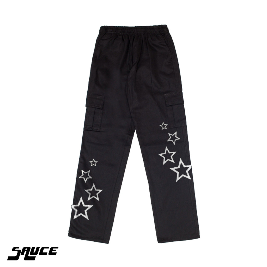 Calça Cargo Estrelas Sarja Streetwear Unisex