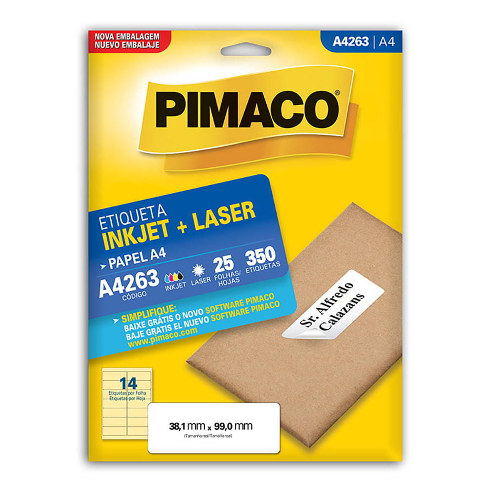 Etiqueta inkjet/laser A4263 com 25 folhas Pimaco em Oferta na Shopee