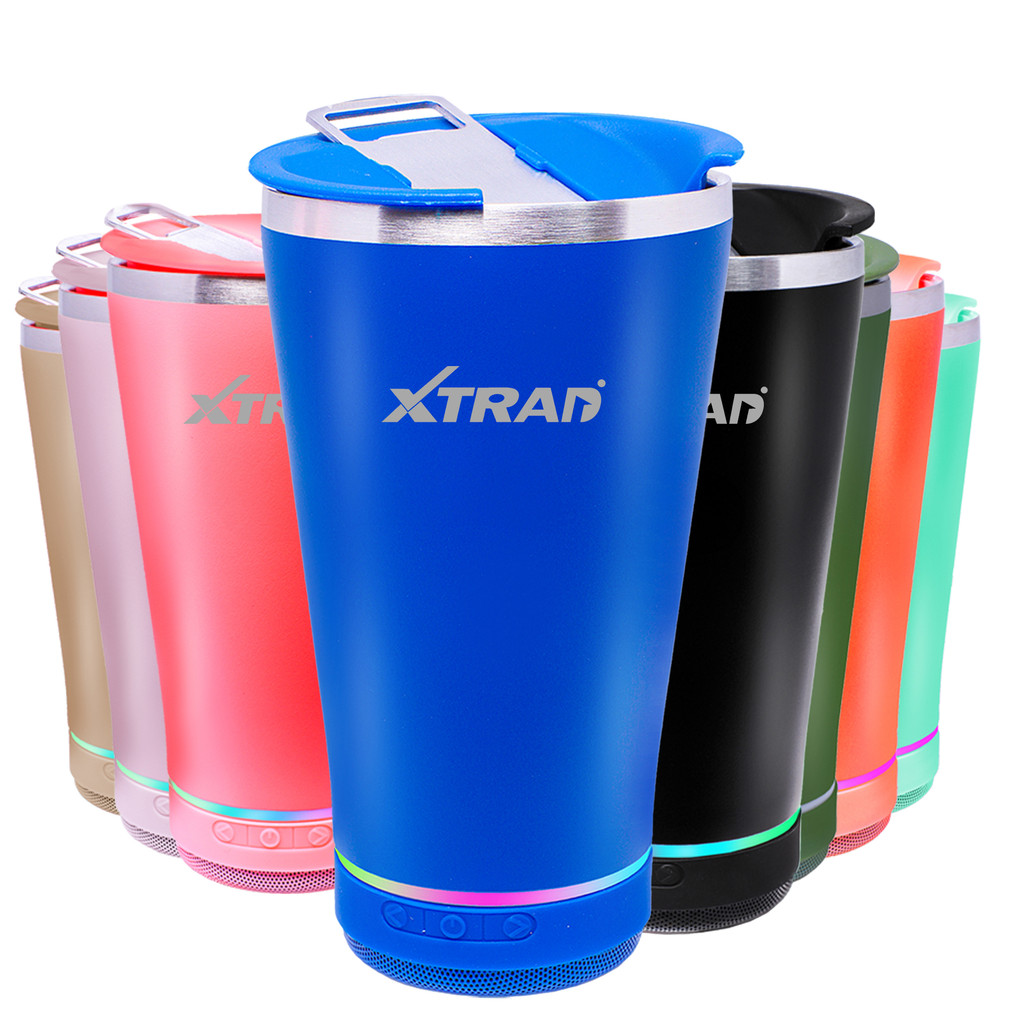 Copo Térmico Bluetooth Caixa De Som Led Rgb Aço Alumínio Inoxidável Tampa Abridor 473ml Type-C Usb