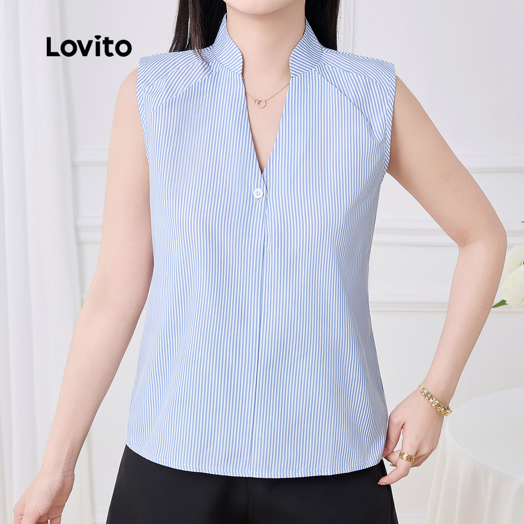 Detalhes do Lovito Top Casual com Pregações para Primavera/verão para mulheres L143AD645