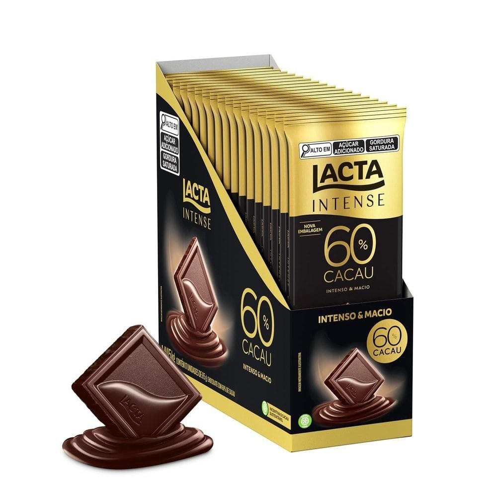 Chocolate Lacta Intense Amargo 60% Cacau Original 85g - Caixa com 17 Unidades