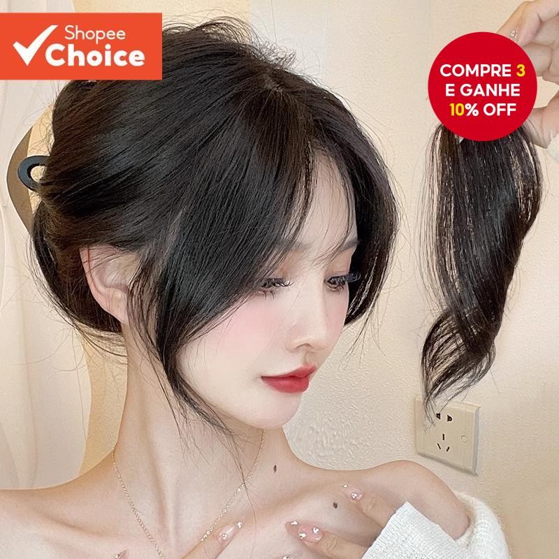 Peça De Peruca De Franja Fofa-Extensão De Cabelo Sem Costura Invisível Para Mulheres Clipe Lateral Da Moda