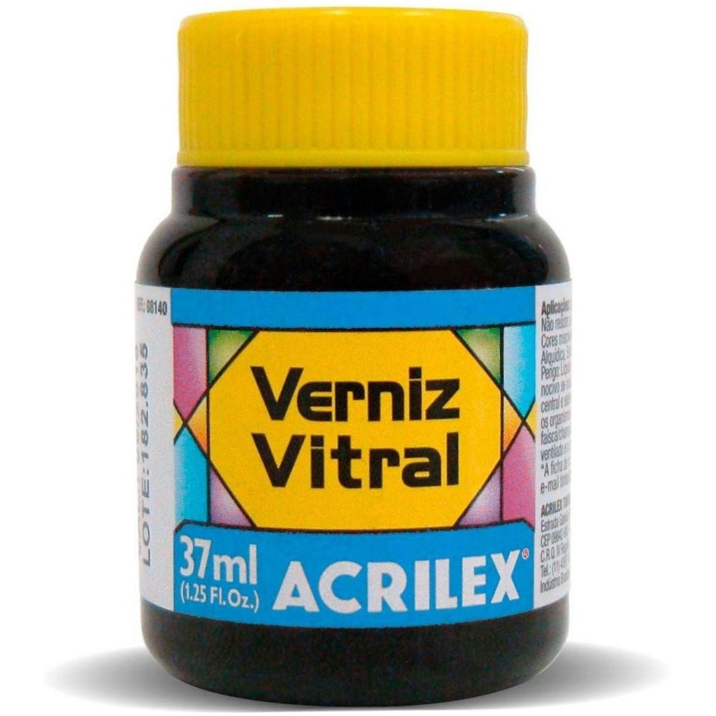 Verniz Vitral Azul Turquesa - 501 - Acrilex - 37ml Perfeito para Copos Garrafas Vasos Obras De Arte