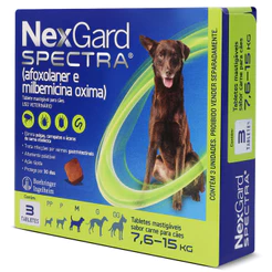 Nexgard Spectra M 7,6kg A 15 Kg 3 Tabletes Antipulgas e Carrapatos Para Cachorro