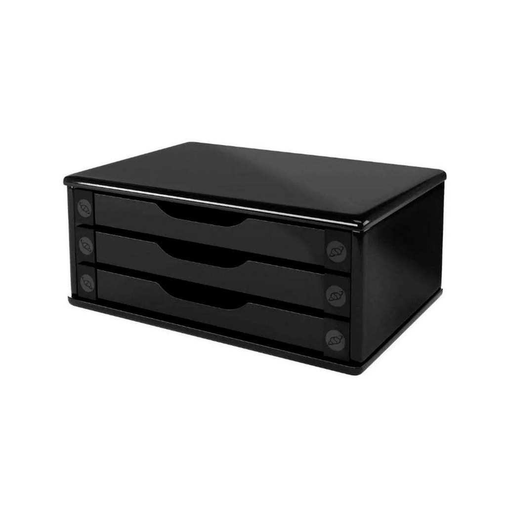 Suporte para Monitor de Mesa - com 3 Gavetas - Black Piano - 3347 em Oferta na Shopee