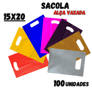 Sacola Boca de Palhaço 15x20 c/100un Sacolinhas Alça Vazada Para Lojas