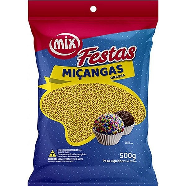 Confeito Miçanga Amarela 500g - 01 unidade - Mix - Food & Beverages