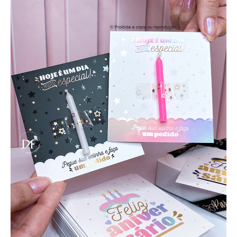 Postais Velinha de Aniversário - Cartões para presentes ou encomendas em Oferta na Shopee