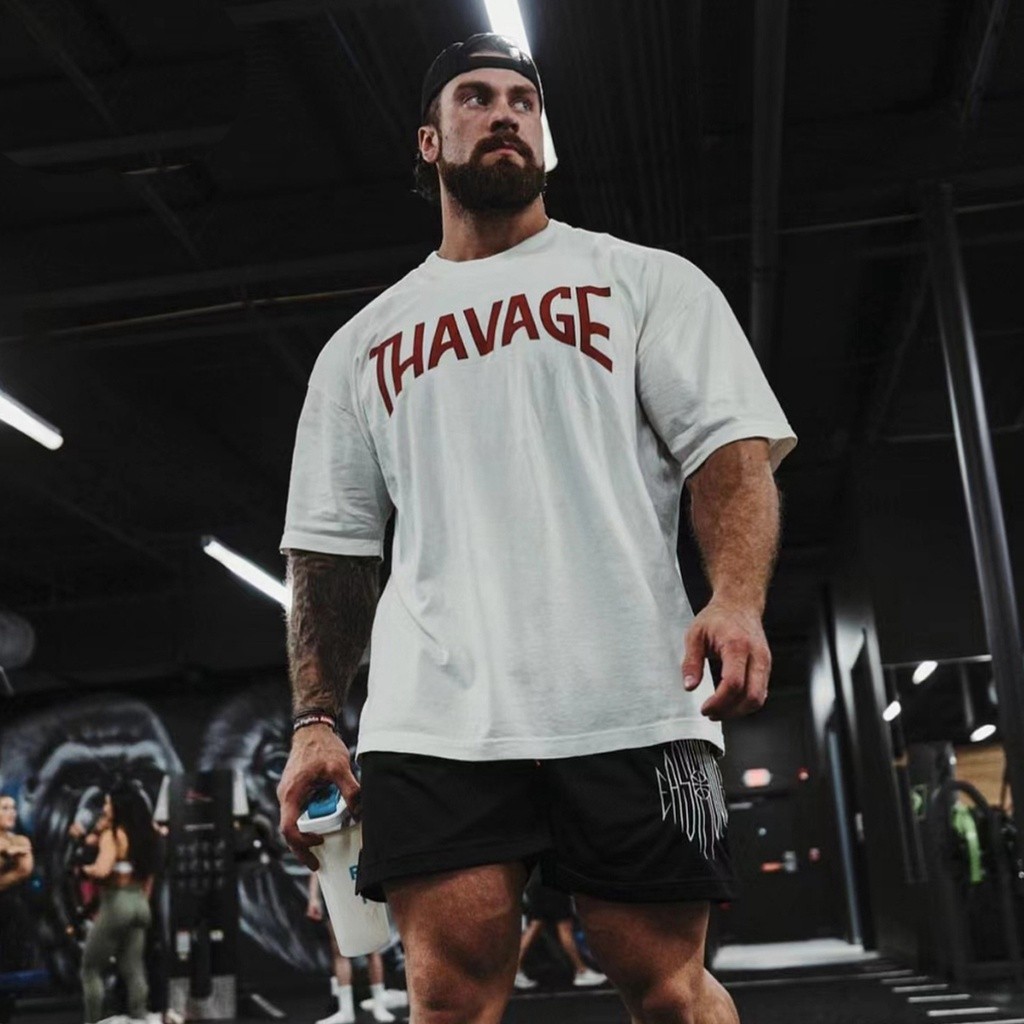 Camiseta de Treino Maromba Treino Bodybuilder Cbum Oversized Camiseta Algodão Esportiva Musculação